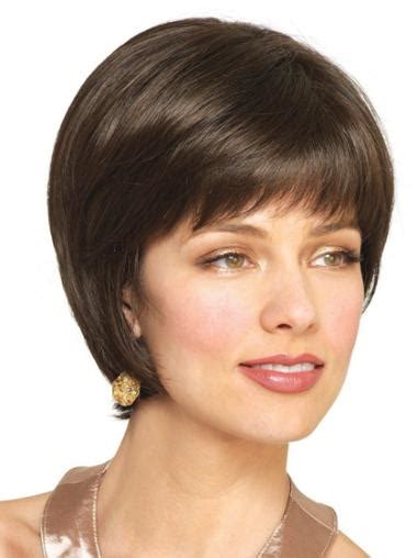 Brown Straight Remy Human Hair Unique Short Wigs