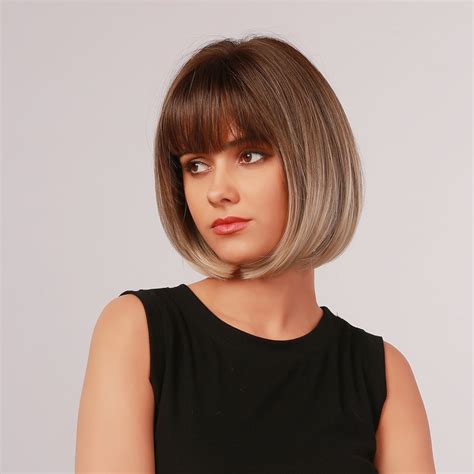 Brown Straight Short Synthetic Wigs