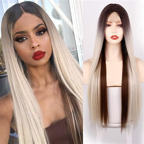 Brown Wigs Synthetic Without Bangs Wigs Discount Lace Front Wigs