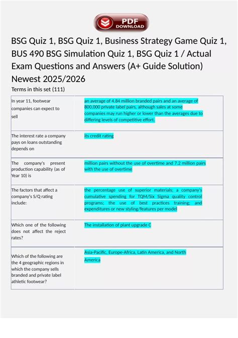 Bsg Quiz 1 Answers Doc