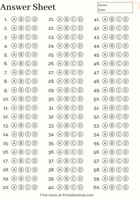 Bubble Answer Sheet 1 60 Epub