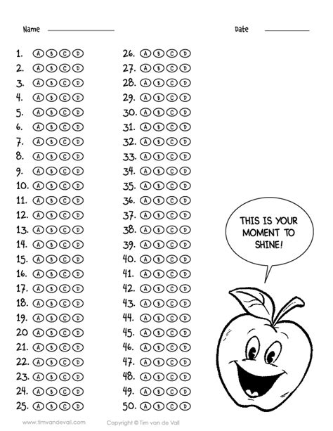 Bubble Answer Sheets 50 Questions Doc