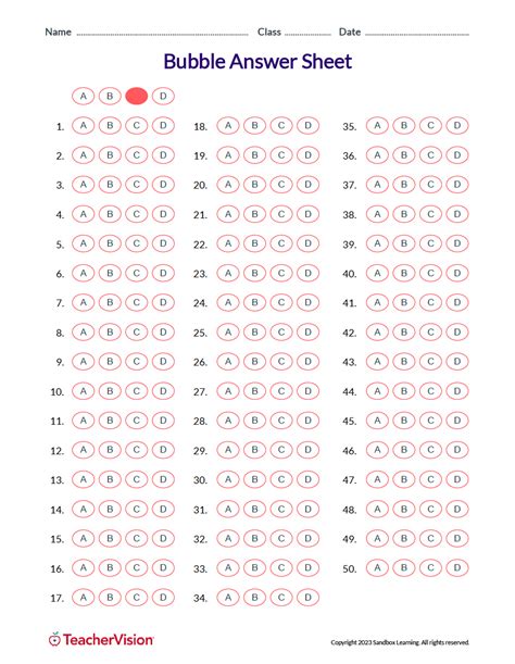 Bubble Sheet Answer Document Template Doc