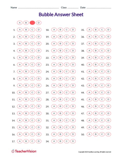 Bubble Test Answer Sheets Doc