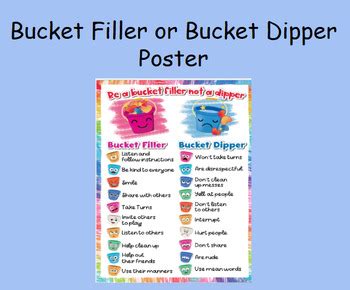 Bucket Filler Vs Dipper Poster Printable Free