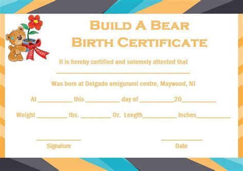 Build A Bear Certificate Template