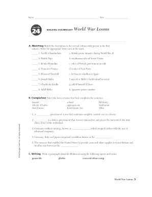 Building Vocabulary World War Looms Answers PDF