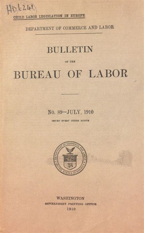 Bulletin of the Bureau of Labor Doc