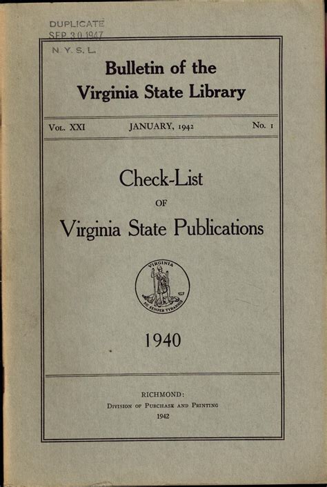 Bulletin of the Virginia State Library PDF
