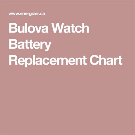 Bulova Watch Battery Chart