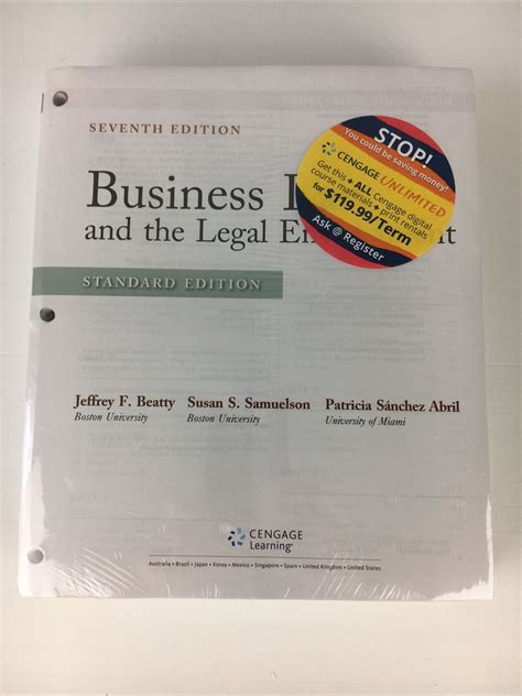 Bundle Business Law and the Legal Environment Standard Edition Loose-leaf Version 7th MindTap Business Law 2 terms 12 months Printed Access Card Reader