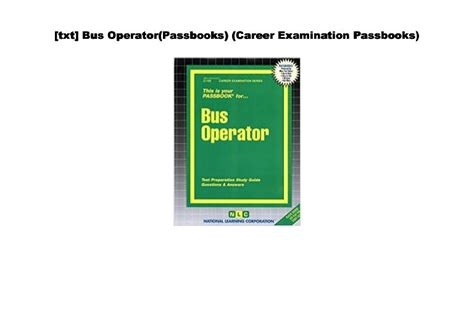Bus OperatorPassbooks Career Examination Passbooks Epub