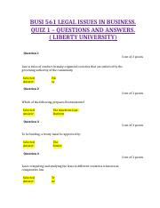 Busi 561 Liberty University Test Quiz 4 Ebook Kindle Editon