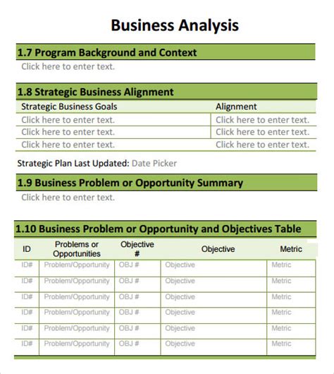 Business Analysis Template