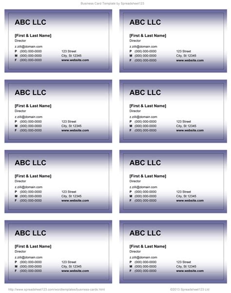 Business Card Templates For Word