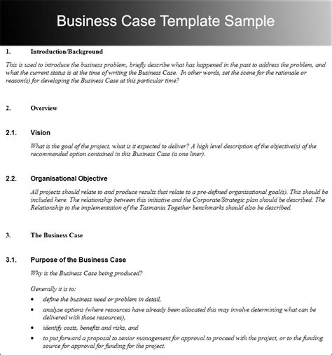 Business Case Templates Word