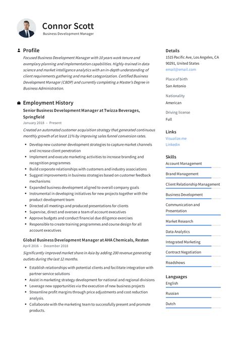Business Development Manager Resume Template