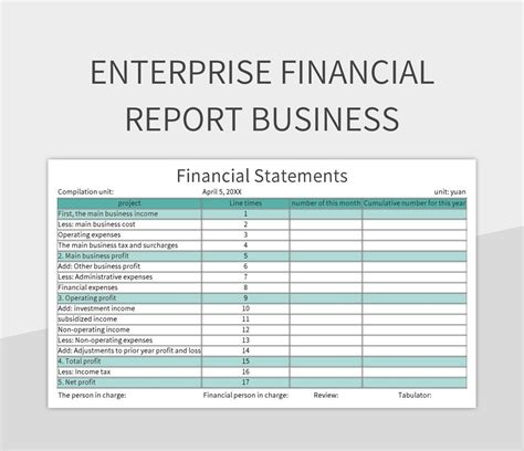 Business Financial Report Template
