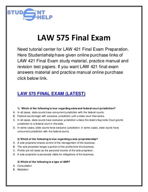 Business Law Final Exam Answers Doc