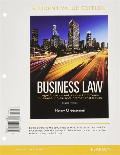 Business Law Student Value Edition Plus MyBusinessLawLab with Pearson eText Access Card Package 1-semester 9th Edition Doc