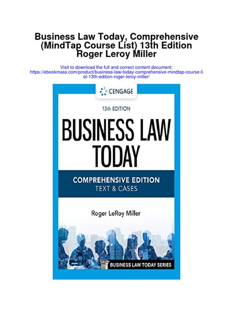 Business Law Today Comprehensive MindTap Course List PDF