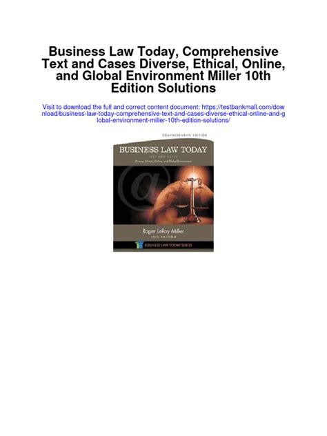 Business Law Today Comprehensive Text and Cases PDF