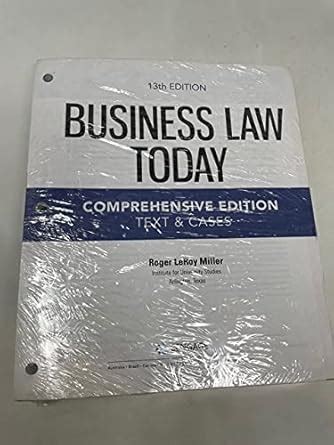 Business Law Today Comprehensive Text and Cases PDF