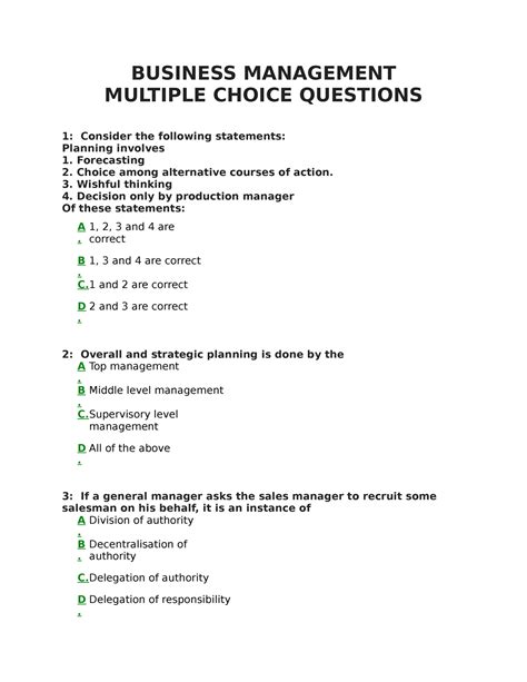 Business Management Multiple Choice Questions And Answers Epub