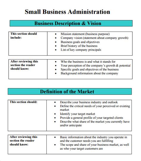 Business Plan Template Sba