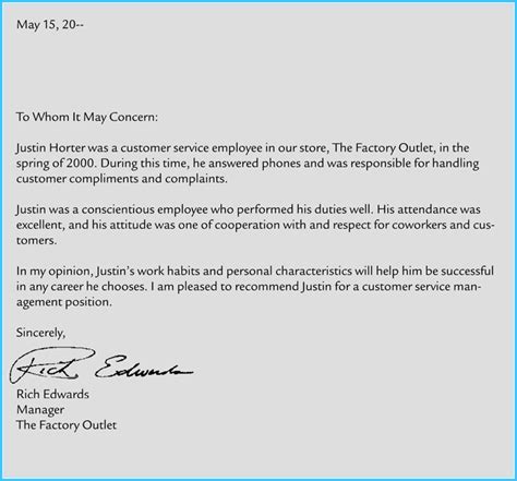 Business Recommendation Letter Template