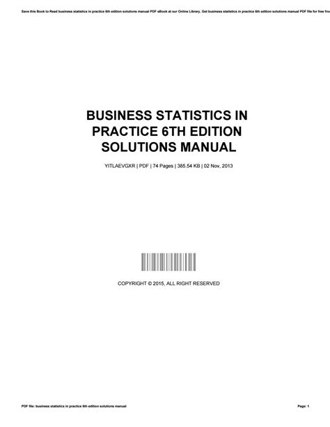 Business Statistics In Practice 6th Edition Solutions Manual PDF