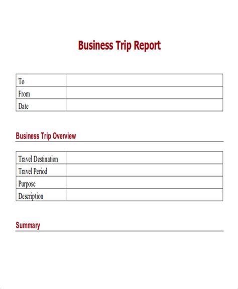 Business Travel Report Template