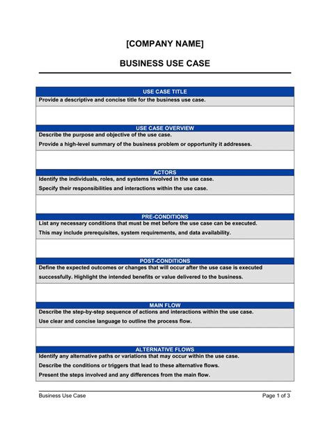Business Use Case Template