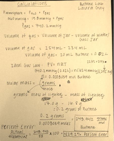 Butane Gas Chemistry Lab Report Answers PDF