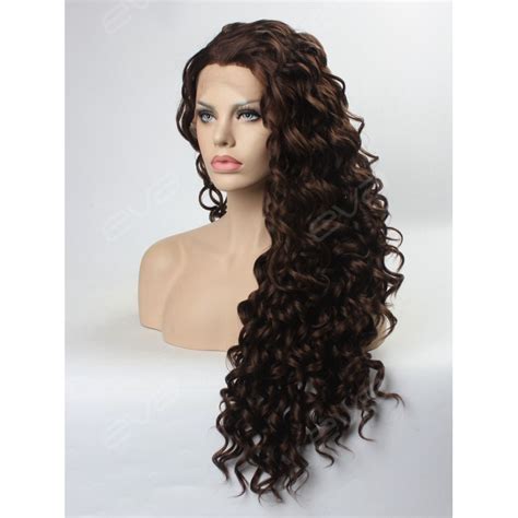 Buy Lace Online Wavy Brown Long Lace Front Synthetic Choppy Layers Wigs