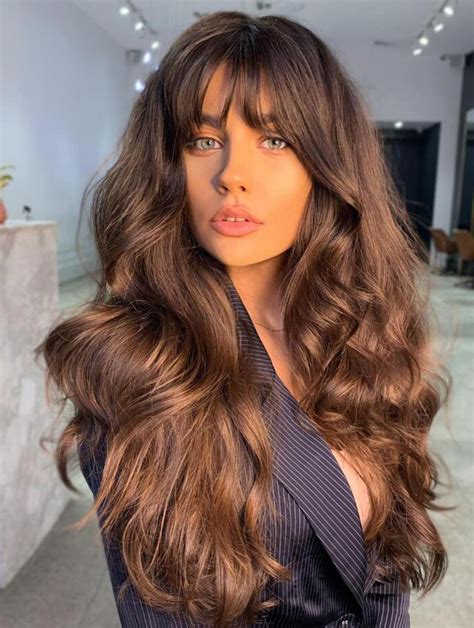 Buy Wigs Brown Lace Front Long Wavy Synthetic With Bangs Layes Wigs