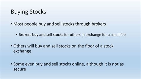 Buying Stocks Through a Broker