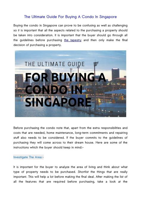 Buying a Condo in Singapore 2017: The Ultimate Guide