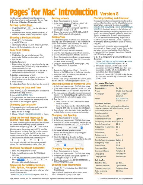 By Beezix Inc Pages for Mac Quick Reference Guide version 55 Introduction C 2014-11-15 Pamphlet Epub