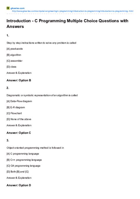 C Language Multiple Choice Questins With Answers Doc