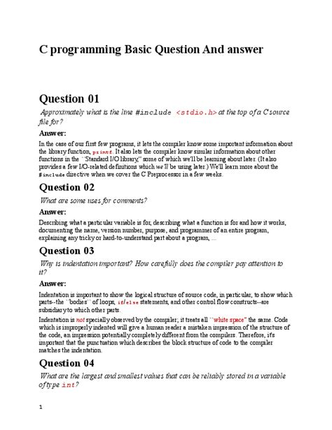 C Programming Test Questions And Answers Kindle Editon