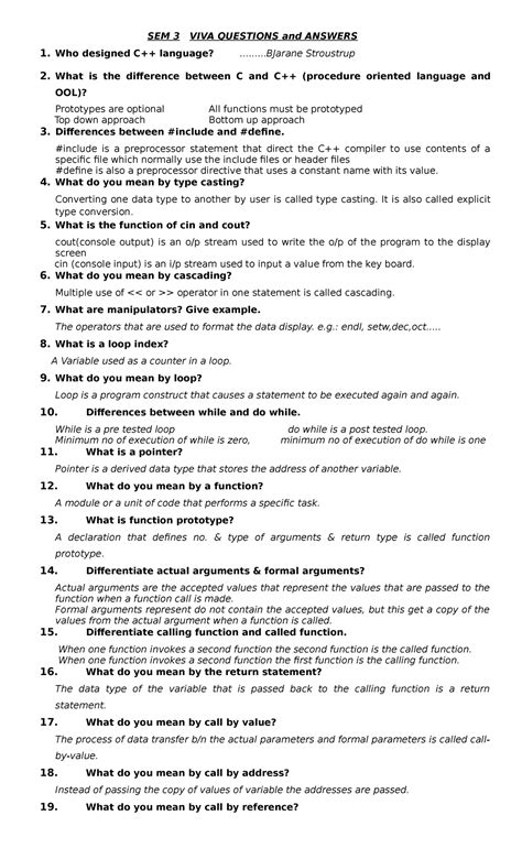 C Viva Questions With Answers Doc