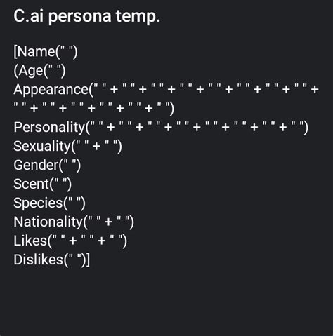 C.ai Persona Template Copy And Paste