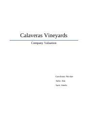 CALAVERAS VINEYARDS CASE STUDY SOLUTION Ebook Kindle Editon