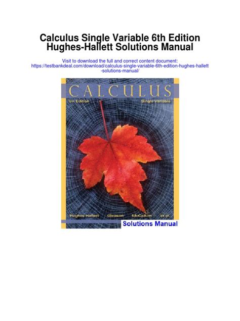 CALCULUS HUGHES HALLETT 6TH EDITION SOLUTIONS MANUAL Ebook Epub