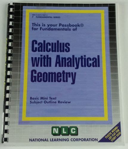 CALCULUS WITH ANALYTICAL GEOMETRY Fundamental Series Passbooks Series F No 7 Kindle Editon