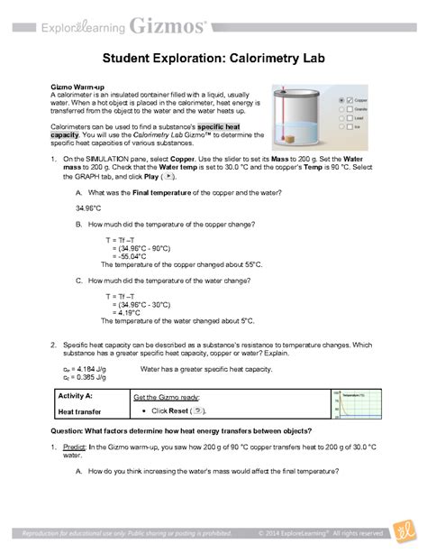 CALORIMETRY GIZMO ASSESSMENT QUESTION ANSWERS Ebook PDF