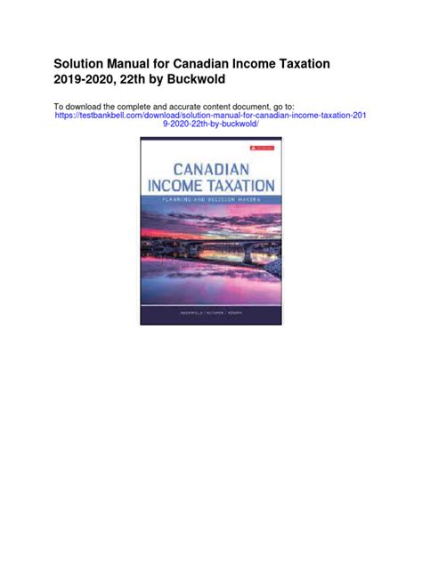 CANADIAN INCOME TAXATION SOLUTION MANUAL Ebook Doc