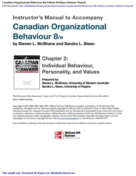 CANADIAN ORGANIZATIONAL BEHAVIOUR 8TH EDITIONMCSHANE PDF BOOK Reader