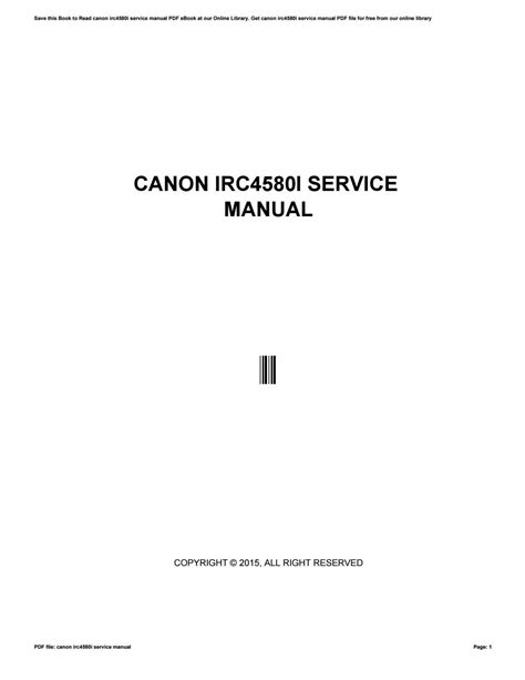 CANON IRC4580I SERVICE MANUAL Ebook Epub